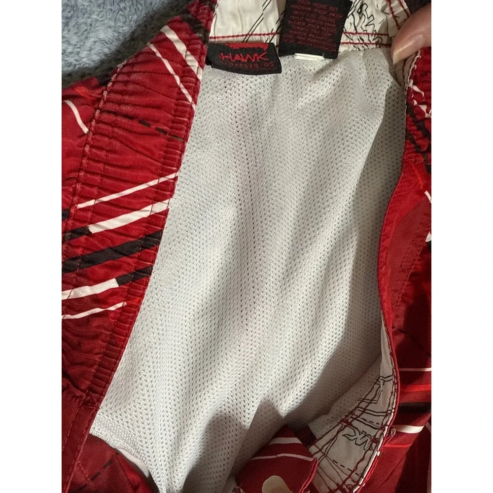 Tony Hawk Boys XL Red Geometric Board Shorts Swim Trunks Mesh Lined Cargo Pocket